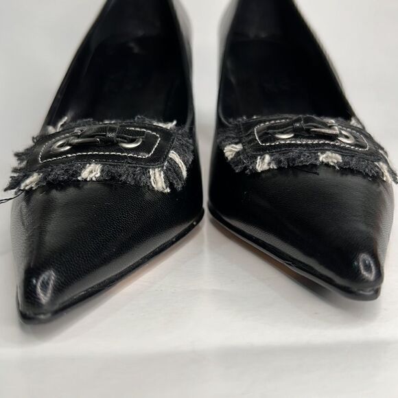 Vero VE Black Leather Pumps with fringe buckle - Picture 6 of 13